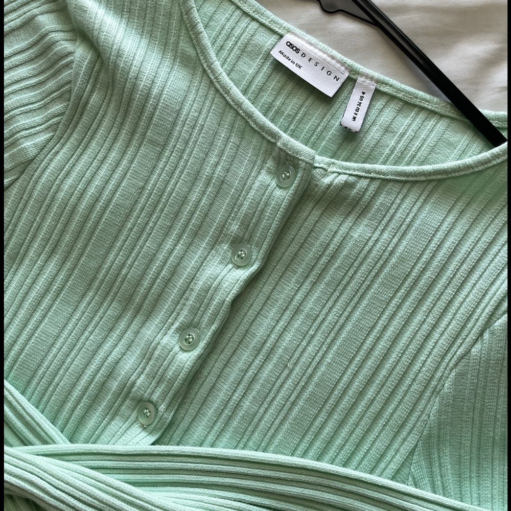 ASOS Sage Green Ribbed Long-Sleeve Sweater